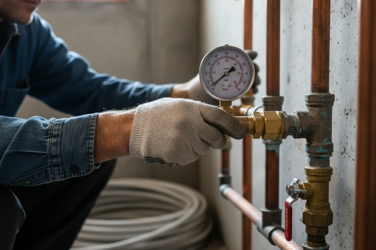Pressure testing a repaired line during Water Line Repair in Lenni